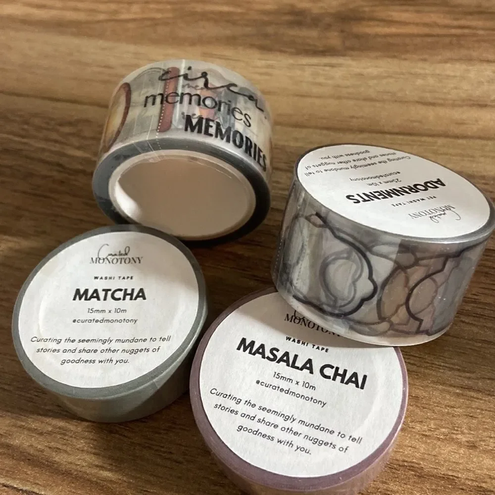 Curated monotony washi pet tapes 4 new